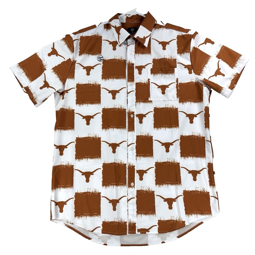 Mens Dyme Lyfe Texas Longhorns Button Up Shirt Short Sleeve UT Football NCAA L